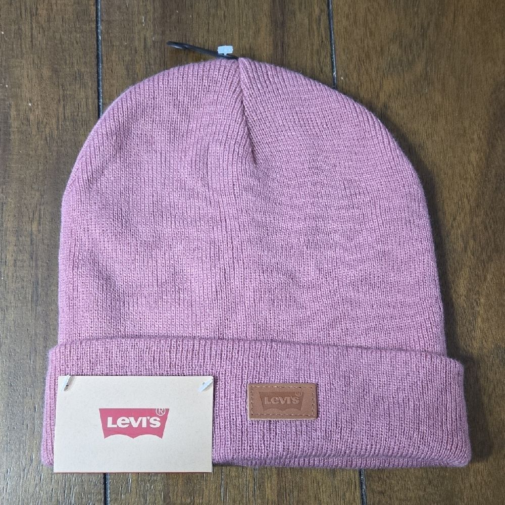 Levi's Classic Knit Cuffed All Season Beanie Hat, Dusty Pink NEW